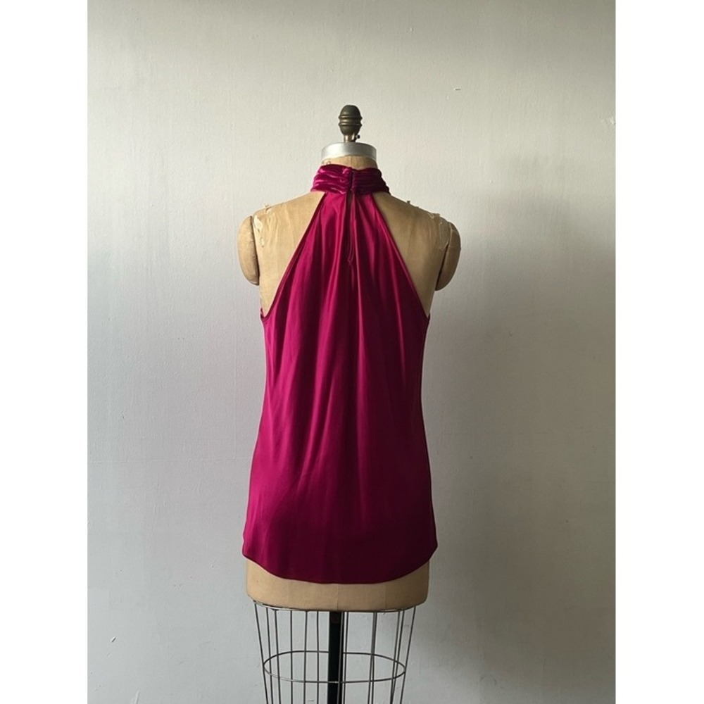 Elie Tahari Twisted Halter Silk top in Fuchsia Pink - Picture 2 of 4